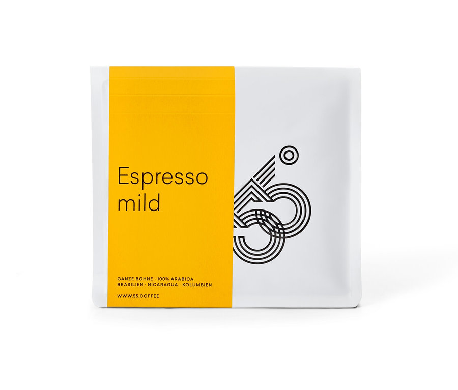 55 Degrees - Espresso mild - 250 g Ganze Bohne