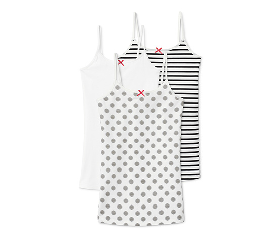 3 Mädchen-Unterhemden, schwarz-weiß online bestellen bei Tchibo 625642